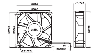 12038 DCの軸冷却ファン12V 24Vの高速120x120x38mm 5つの刃0